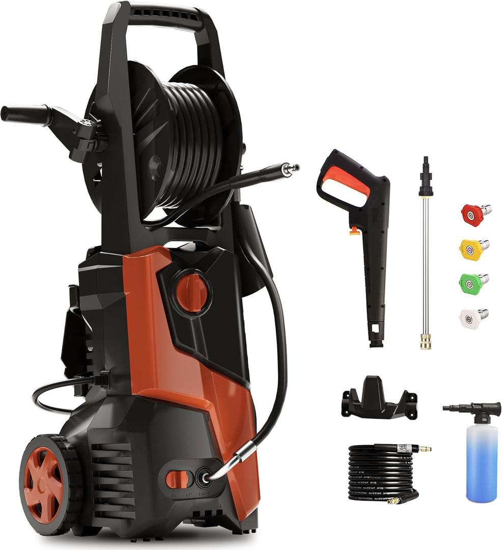 Electric Pressure Washer 5000PSI 3.5GPM with 20FT Hose & 16.3FT Cord, for Car, Pool, and Patio Cleaning (Orange)