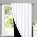 NICETOWN Full Shading Curtains for Patio Door, Super Heavy-Duty Thermal Backing Sliding Glass Door Drape, Privacy Assured Window Treatment(1 Panel, 100 inches W x 84 inches L, Pure White)