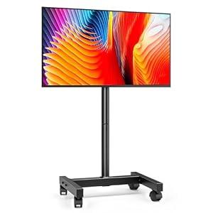AX WABER Mobile TV Floor Stand for 13-50 inch LCD LED Flat/Curved Panel Screen TVs up to 77 lbs, Height Adjustable TV Stand Mount with VESA 200x200, Portable TV Stand with Tilt Function AX1007TBM