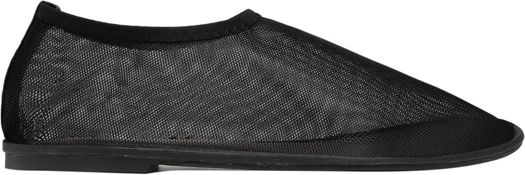 Mesh Sock Ballet Flats for Women Nylon Tulle Slip on Mary Jane Flats Sheer Comfortable Casual Dress Ballerina Shoes (8.5, Black)