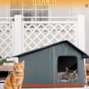 Weatherproof Heated Cat Houses for Outdoor Cats - Insulated Cat Shelter for Winter with Thermostatic Heating Pad and Escape Door, Warm Outside Pet House Gift for 1-2 Feral Cats (Medium)