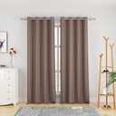 Brown Curtains Kitchen Linen Textured 92 inch Length Living Room Divider Bedroom Privacy Curtains Semi Sheer Basement Sliding Glass Door Window Treatment Patio Curtain 2 Panels Grommet Top Drapes