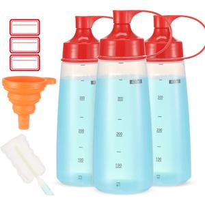 Condiment Squeeze Bottle for Sauces Wide Mouth, Plastic Squeeze Bottles for Condiments, Paint, Ketchup, Mustard, Oil, Resin, Baking, Cake Decorating, Cleaning, BPA Free-Food Grade (14 oz., 3, Count)