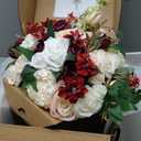 Ling's moment Burgundy Bridal Bouquet for Bride, 13 Inch Romantic Marsala Wedding Bouquets for Bride, Silk Round Artificial Wedding Flowers Bouquets