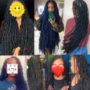 Leeven 18 Inch 7 Packs Pre-looped Faux Locs Crochet Braids 84 Roots Natural Black Soft Locs Crochet Hair 1B# Goddess Locs Crochet Hair Extension Curly Faux Loc Braiding Hair for Women