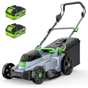 40V Cordless Lawn Mower, 17" Walk Behind Electric 4.0 Ah Battery Powered Lawnmower, 6 Adjustable Cutting Heights, 50L Grass Bag, Brushless Motor, for Garden/Patio/Yark/Lawn
