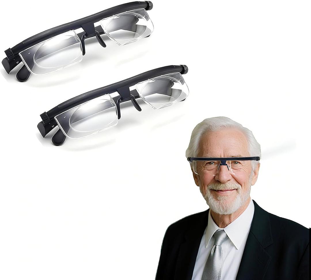 Flexvision Adjustable Vision Glasses Flex Focal Length Adjustable with Dial Vision for Near and Far Vision - Men & Women, Unisex (2 Pair)