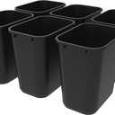 Storex 7 Gallon Trash Can, Gray, 6-Pack Black
