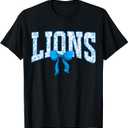 Lions Floral Toile Blue Coquette Bow Girls Womens Kids T-Shirt, Small