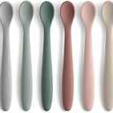 6-Piece Silicone Baby Feeding Spoons, First Stage Infant Spoons, Soft-Tip Easy on Gums I Baby Training Spoon | Infant Utensils Feeding Supplies, Dishwasher & Boil-proof