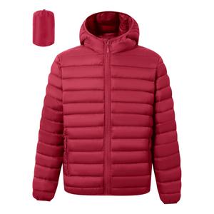 Polu Mens Packable Puffer Jacket with Hood Warm Lightweight Water-Resistant Puffer Jacket for Men Winter Jackets for Travel Hiking (Red,S) (Red)