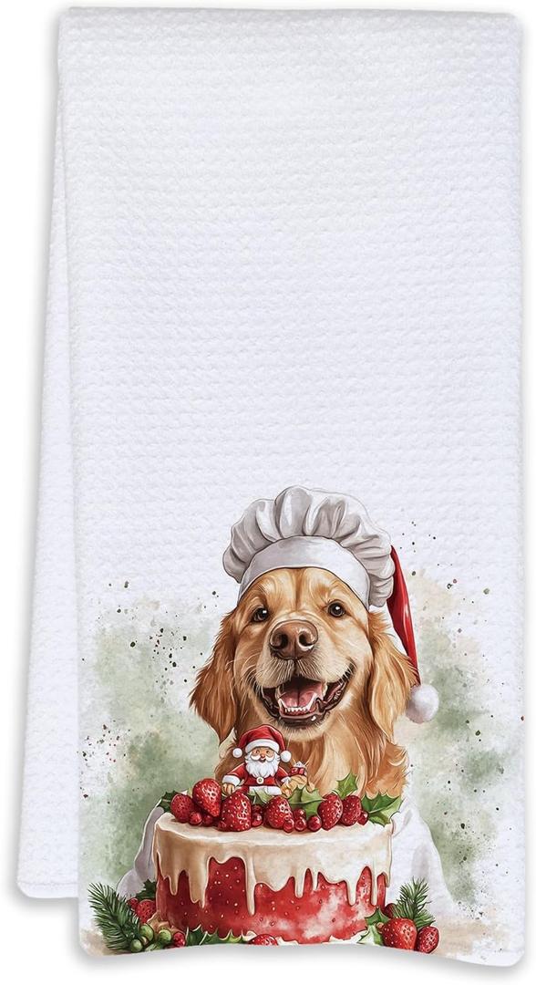 Cabana Bro Christmas Golden Retriever Kitchen Towels, Gifts for Golden Retriever Lovers, Funny Cook Dog Dish Tea Towels for Kitchen Decor, Dog Lover Gifts, 16x24 Inch