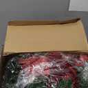 8 Pcs Small Christmas Norfolk Wreaths Evergreen 12.6 Inch Christmas Kitchen Cabinet Mini Wreaths Real Touch with Bow and Burgundy Ribbon for Xmas Front Door Window Home Table Pillar Decor