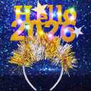 DRESBE Light Up 2026 New Year Headband Gold LED Happy New Year Headbands Party Favors Hair Accessories for Women