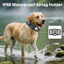 WhoseID Dog Collar with Waterproof AirTag Holder & Anti-Lost QR Code, Cute Bling Warpping Adjustable Width for Small Medium Large Pet (Blue, L)