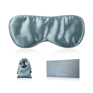 Sleep Mask 100% Mulberry Silk for Light Blocking, ZOESMIEN Eye Mask for Women Men Side Sleeper, Puffiness Dry Eyes Headache, Adjustable Strap, Christmas Gift Package, Misty Blue