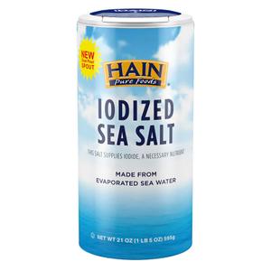 Hain Pure Foods Iodized Sea Salt, 21 oz.