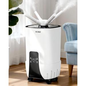 Humidifier large room 16L Whole house Humidifier 2000 sq.ft | 3 Atomizers, Humidity Control, 50 Hours, Ultrasonic Cool Mist Humidifiers for Bedroom Plants with Extension Tube, White