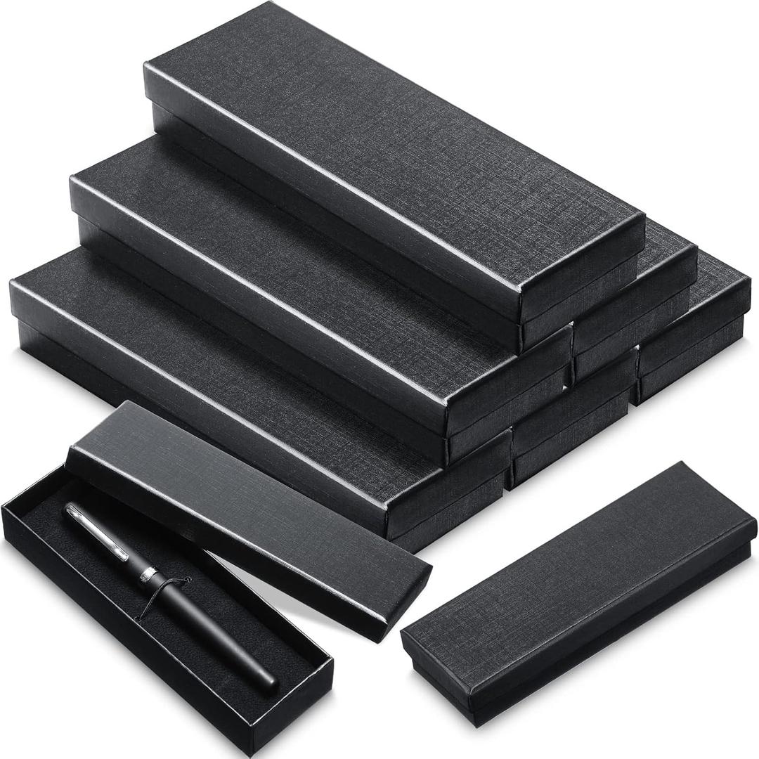 Yexiya 12 Pieces Empty Pen Gift Box with Cushion for Display Pencil Ballpoint Fountain Pen Jewelry Black Cardboard Collection Case for Christmas Wedding Business Birthday Souvenir Office Supplies