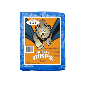 Grizzly Tarps by B-Air 6' x 8' Large Multi-Purpose Waterproof Heavy Duty Poly Tarp with Grommets Every 36", 8x8 Weave, 5 Mil Thick, For Home, Boats, Cars, Camping, Protective Cover, Blue