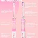 SEAGO Kids Electric Toothbrush with 2 Mins Brushing Timer and 4 Replacement Brush Heads, Rainbow LED Light Makes Brushing Fun, Boys Battery Powered Toothbrush for 4-12 Years OldSG-977Pink