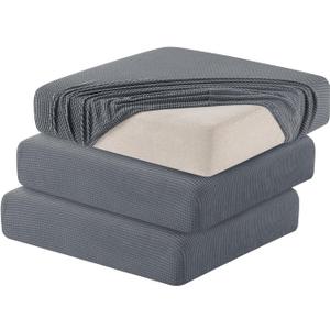Hokway Stretch Individual Couch Cushion Covers, Washable Sofa Seat Slipcovers for Loveseat Sofa, Soft Durable Cushion Protector with Elastic Bottom for Pet(Light Grey, 3 PC)
