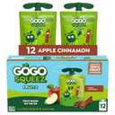 GoGo squeeZ No Sugar Added Apple Cinnamon Applesauce, 3.2 oz, 12 Count, EXP: 04/26/26