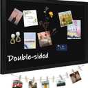 DOLLAR BOSS Large Black Cork Board Double-Sided Bulletin Board with Linen 24''x 18'', Black Cork Boards for Walls Wood Frame Hanging Pin Board, Cork Board for Office Home School 1-Pack