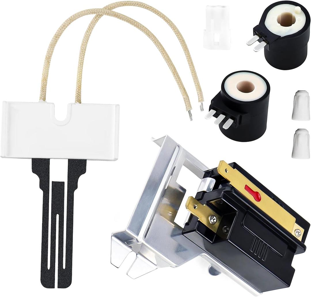 338906 Gas Dryer Flame Sensor Kit with 279311 Ignitor and 279834 Gas Valve Solenoid Coils by Funmit, Gas Dryer Repair Kit Replaces Wp338906 Ap3094138 Ps334310 12001349