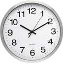 Wall Clock 12 Inch Silver Brushed Finish Silent Non Ticking Indoor Clock Round Battery Operated Stainless Steel Wall Clocks for Home, Office, Hotel, Bedroom, Living Room, Kitchen