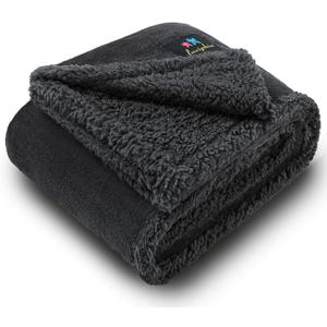 Luciphia Waterproof Bed Blanket Washable,Soft Sherpa Fleece Puppy Reversible Throw Blankets for Small Dog Cat, Furniture Cover Protector Couch Bed from Liquid Pee and Pet Fur, Black, 40" x 28"