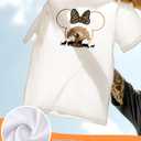 Flafens T Shirts for Women Graphic Tees Cute Shirts Cotton Fit Short Tshirts (Large, Leopard)