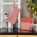 DII Lattice Basics Collection Kitchen Essentials, Oven Mitt & Potholder Set, Vintage Red, 2, Piece
