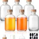 6 Pack 8oz (250ml) Empty Glass Liquor Bottles with Lids, Heat Shrink Capsules, Whiskey Bottles for DIY Alcohol, Vodka, Reusable Glass Bottle with Caps