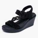 Skechers Women's Rumble on - Sassier Dayz Wedge Sandal, Size 9, Black