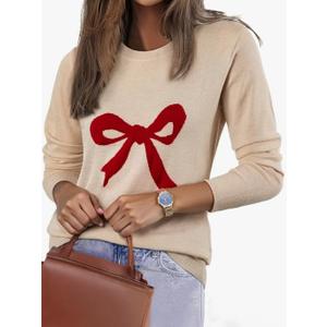 EVALESS Spring Sweaters for Women 2026 Trendy Wool Blend Sweaters Long Sleeve Crewneck Spring Outfits Pullover Sweater Tops, Size XL