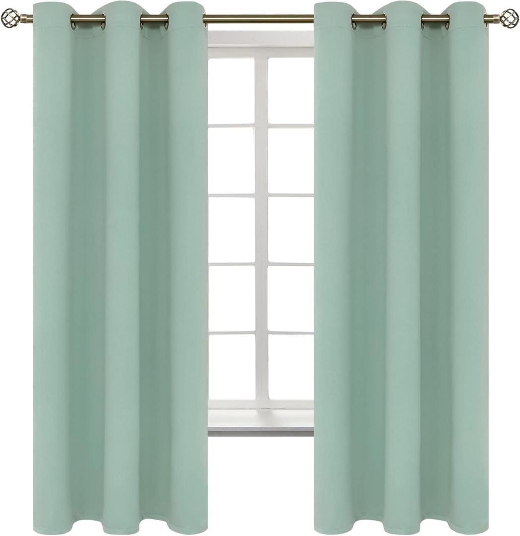 BGment Blackout Curtains - Grommet Thermal Insulated Room Darkening Bedroom and Living Room Curtains, Set of 2 Panels (42 x 63 Inch, Frosty Green)
