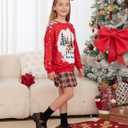 PATPAT Girls Sweatshirts Size 5-14 Years Graphic Pullover Long Sleeve Crewneck Shirt Cute Cartoon Casual Clothes for Girls (Red)