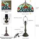 Stained Glass Table Lamp,12x12x19 Inch Antique Table Lamp for Tiffany Style Bedroom、Living Room、Home、Office Decor Lamp (Baroque)