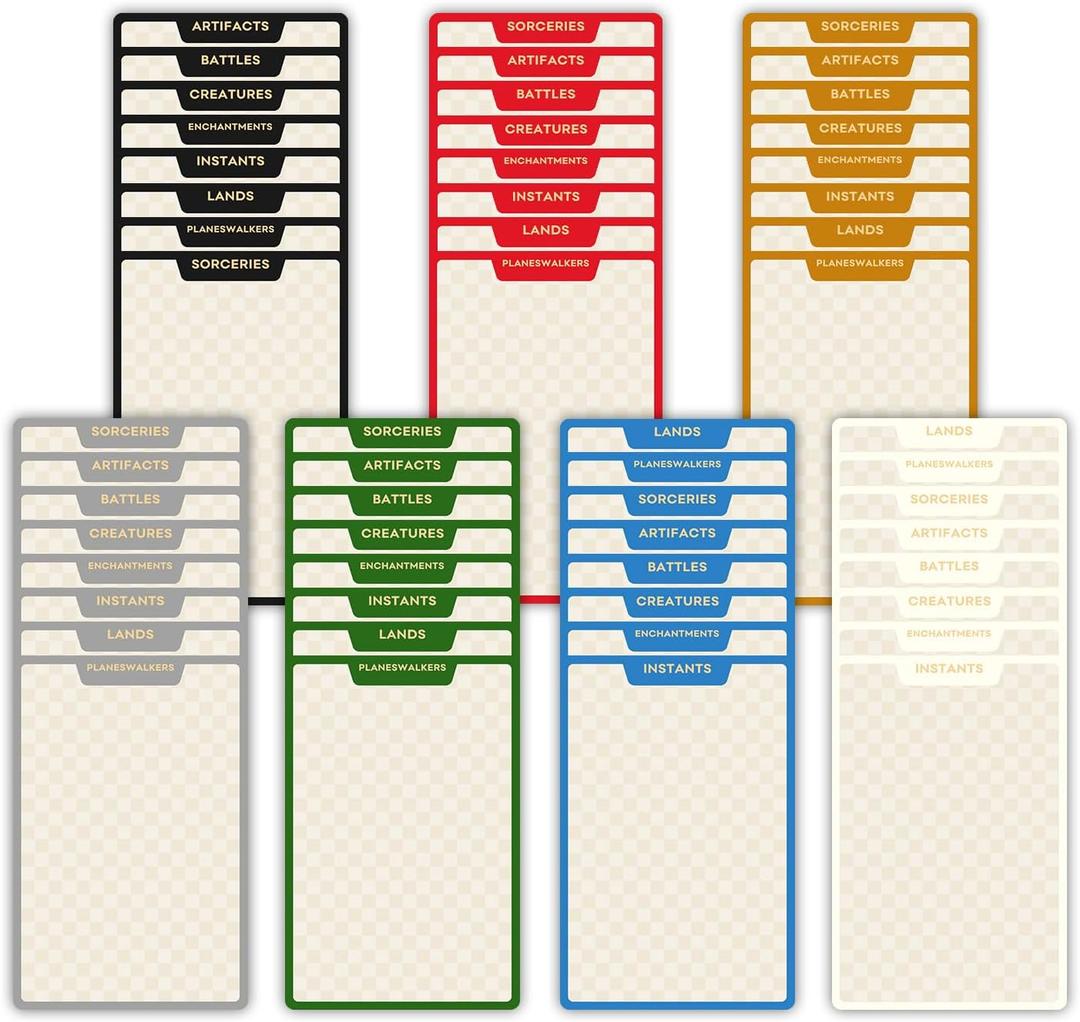 MTG Card Dividers for Storage Boxes/Mtg Deck Box, Trading Card Separator, 4 Packs (Multicolor/4 sets)