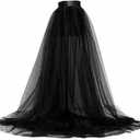 Women Tulle Tutu Long Skirts Festival Wedding Party Cocktail Prom Bandage Mesh Maxi Dress Overskirt (One Size)