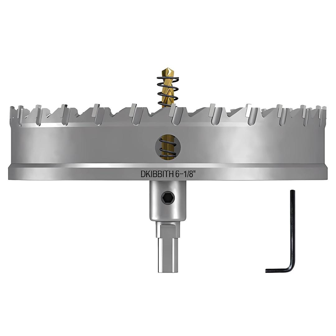 DKIBBITH TCT Hole Saw Set, 6-1/8"(156mm) Heavy Duty Tungsten Carbide Tipped Hole Cutters for Stainless Steel, Copper, Iron, Brass, Plastic with Titanium-Plated Pilot Drill Bits