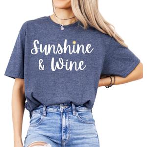 Funny Shirt for Women Sunshine and Drinking Tee, Summer Lover T-Shirt, Bachelorette Party Outfit (S)
