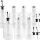 7 Sets 16 oz Plastic Long Neck Bottles with Pourer and Caps, Plastic Juice Pour Bottles with Stainless Steel Bottle Pourer Tapered Spout for Liquor Juice Store Syrup Bottles Pourers