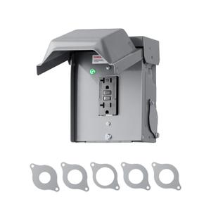 DEWENWILS Outdoor Electrical Outlet Box, 20 AMP WRTR GFCI Receptacles with Rainproof 3R Enclosure, Waterproof GFCI Outlet Box with Cover for Garden, Outdoor Lights, ETL Listed