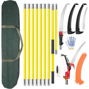 Manual Pole Saw, 7-30FT Pole Saws for Tree Trimming, SK5 and 65 Mn Steel Saw Blades Scissor Pruner Set, Tree Trimmers Long Handle Pruner for Backyard, Garden, Bush Cutting and Pruning of Palm Trees
