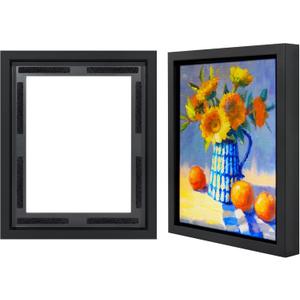 Americanflat 8x10 Canvas Floating Frame with Adhesive Strips Included - Vertical and Horizontal Floating Frame for Artwork - Canvas Frames for Wall Display - Black