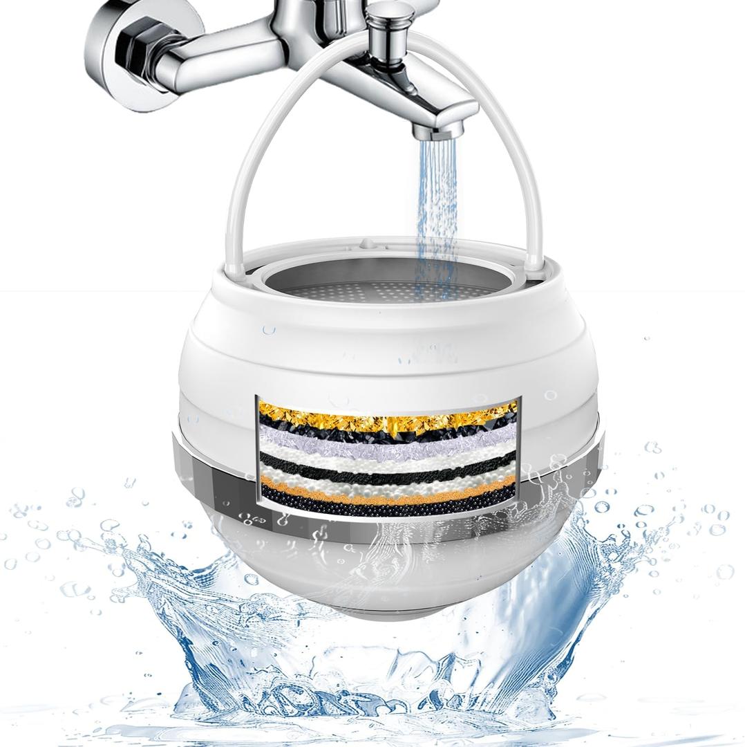 Bath Filter for Tub - 8 Stages Bath Filter for Tub, 2,500 Gallons of Filtration Bath Water Filter for Tub Faucet Reduces Contaminants for Softer, Smoother Skin, BPA Free