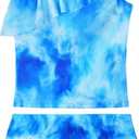 Girls Tankini Swimsuit Two Piece Bathing Suit Colorful Toddler Kids Ruffle Swimwear Adjustable Strap Summer Beach (Blue)size 150
