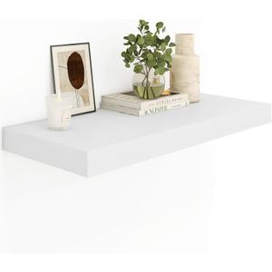 Heimlove 12" Deep White Floating Shelves for Wall, 24 Inch Wall Shelf Bathroom Shelves Set of 1, Mounted Shelves for Books Living Room Laundry Room Bedroom Kitchen Home Office